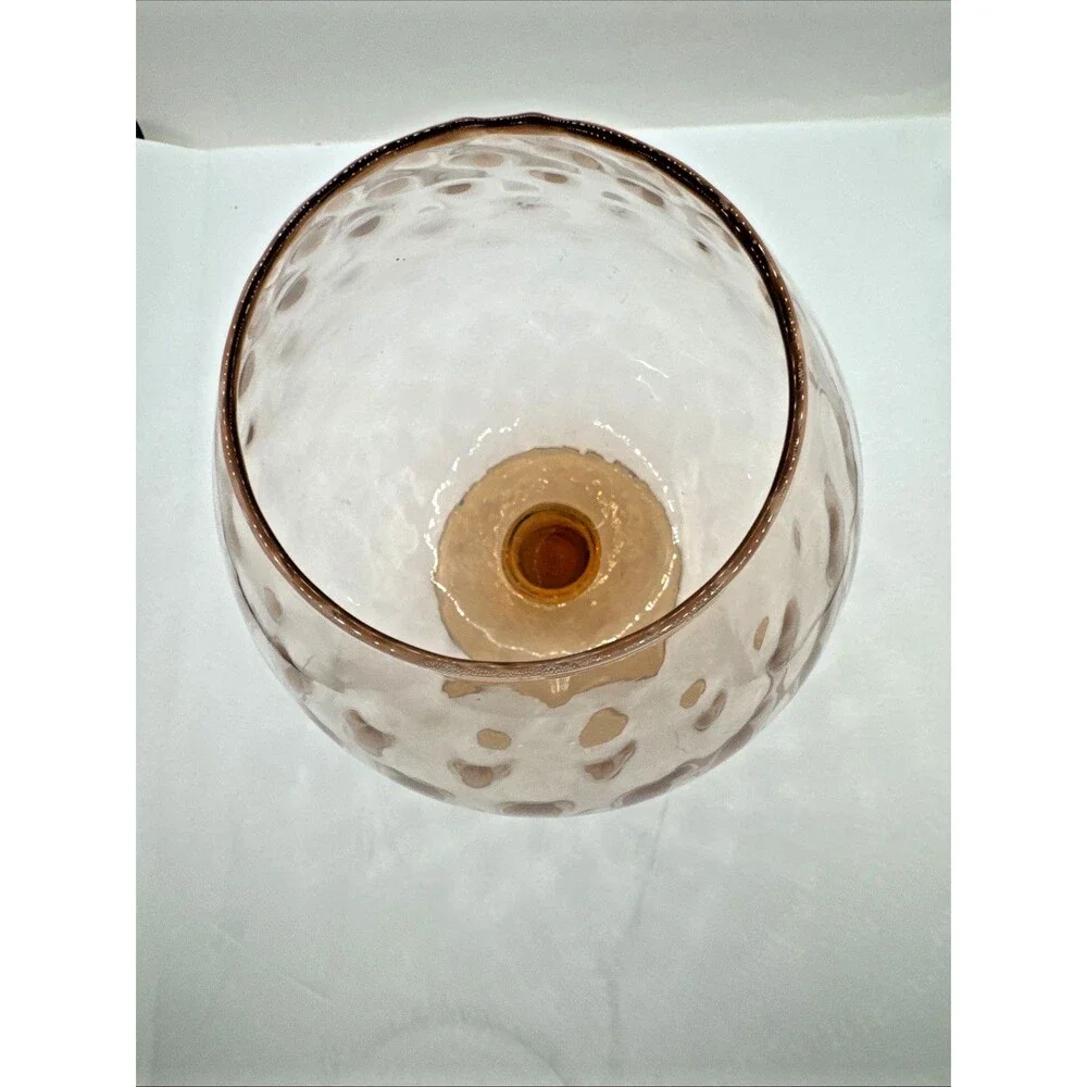 MCM Vtg Empoli Italian Pink Optic Blown Glass Vase Brandy Snifter Footed Bowl
